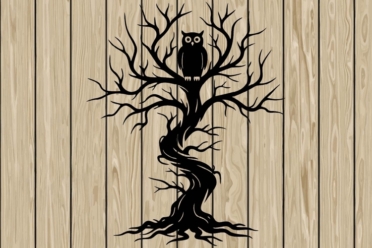 Halloween tree stencil silhouette SVG