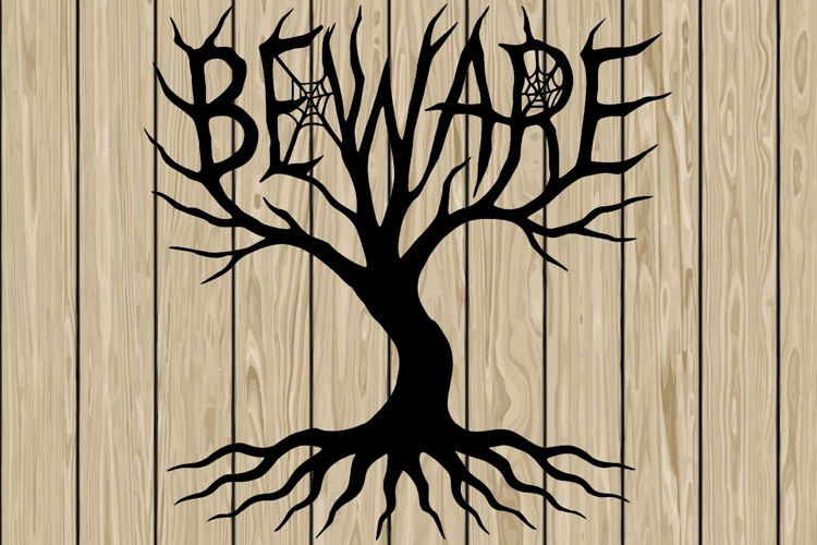 Halloween tree stencil silhouette SVG