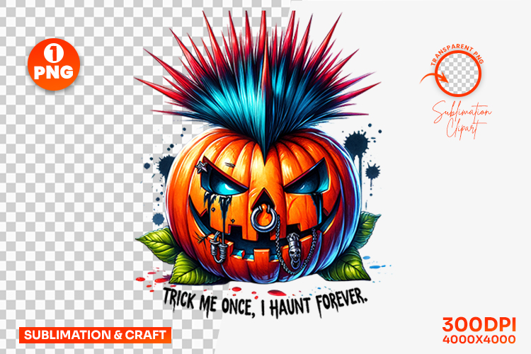 Halloween Trick Me Once I Haunt Forever Punk Pumpkin Clipart