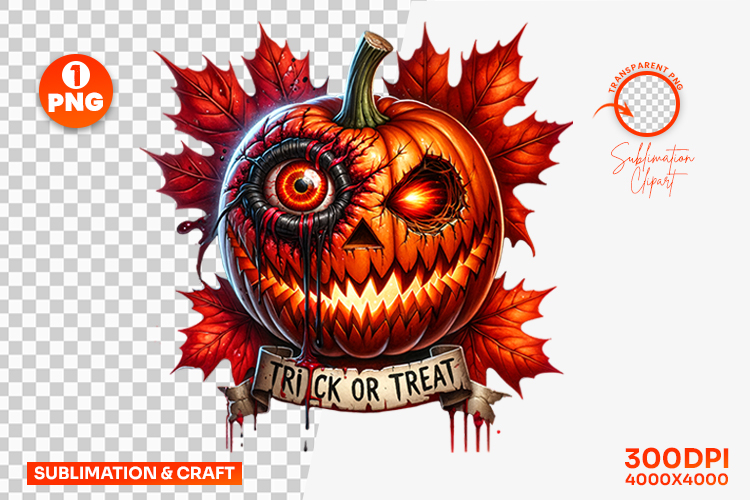 Halloween Trick Or Treat Scary Pumpkin Clipart PNG Design