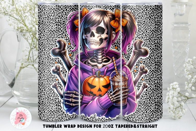 Halloween Tumbler Wrap | Skull Tumbler Wrap Sublimation PNG
