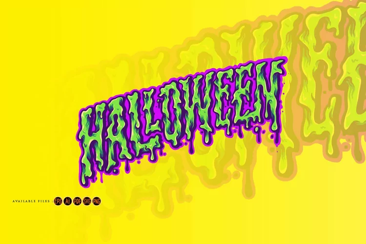Halloween Typeface Trippy Color Illustrations