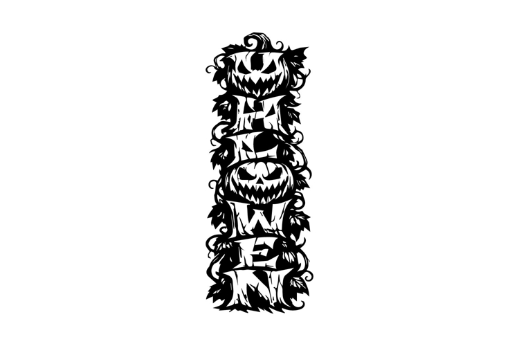 Halloween Typography with Pumpkin Monster Style Vertical Des