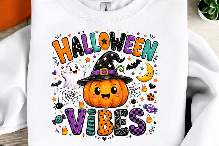 Halloween Vibes PNG, Funny Halloween PNG example image 1