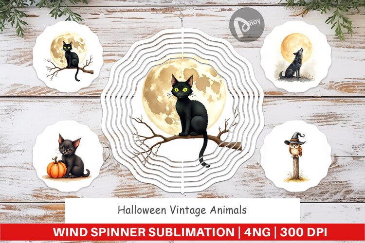 Halloween Vintage Animals Wind Spinner example image 1