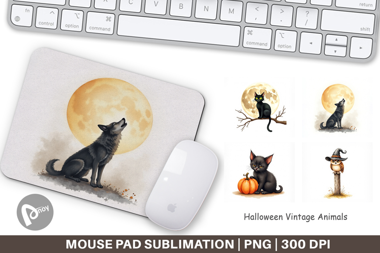 Halloween Vintage Animals Mouse Pad