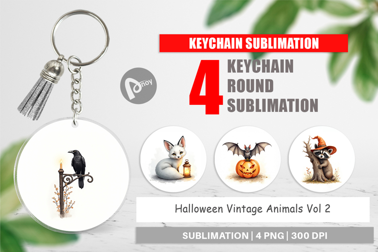Halloween Vintage Animals Keychain