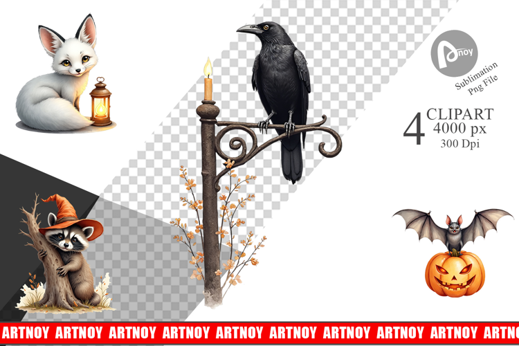 Halloween Vintage Animals Clipart