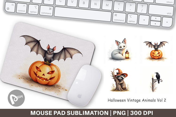 Halloween Vintage Animals Mouse Pad
