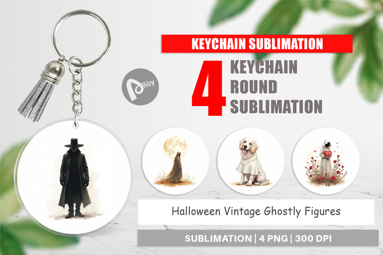 Halloween Vintage Ghosts Keychain