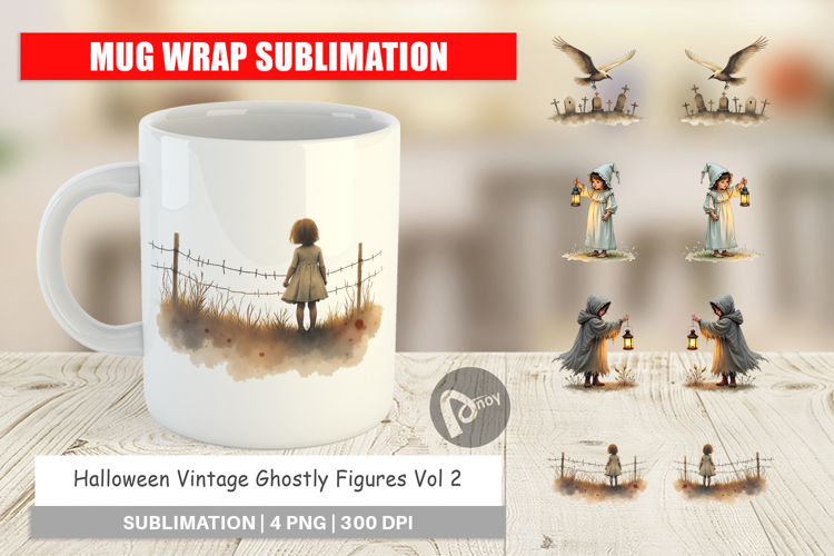 Halloween Vintage Ghosts Mug Wrap
