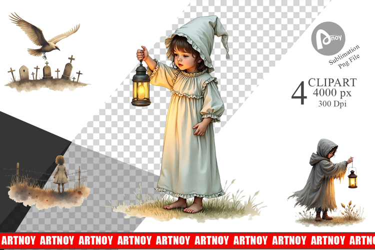 Halloween Vintage Ghosts Clipart