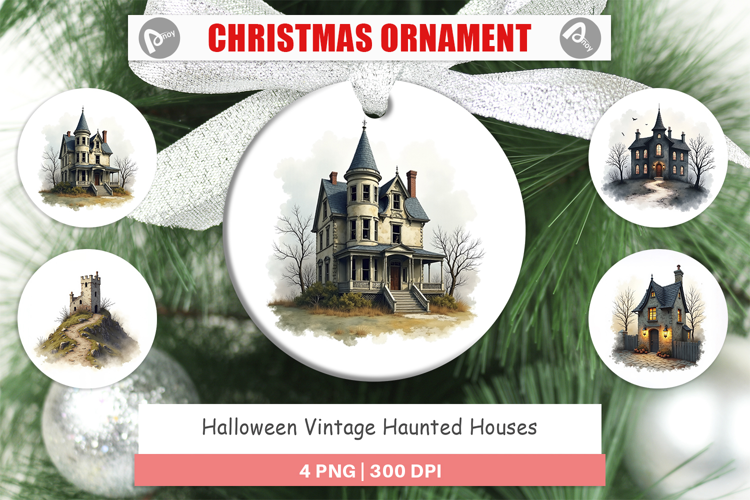 Halloween Vintage Houses Ornament
