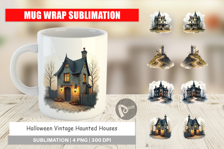 Halloween Vintage Houses Mug Wrap