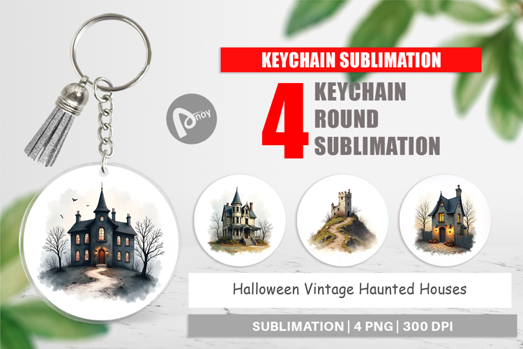 Halloween Vintage Houses Keychain