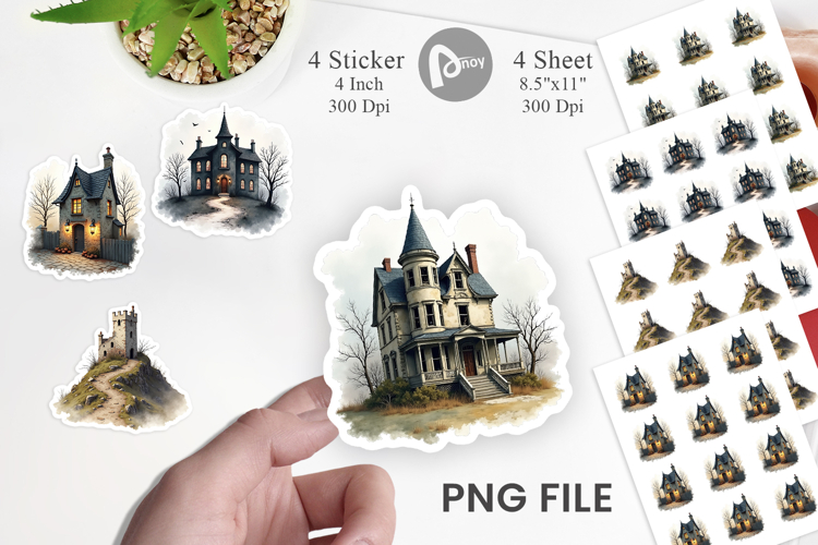 Halloween Vintage Houses Sticker