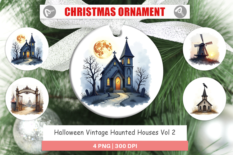 Halloween Vintage Houses Ornament