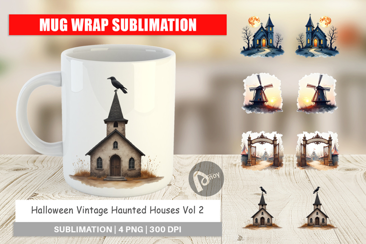 Halloween Vintage Houses Mug Wrap