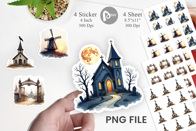 Halloween Vintage Houses Sticker