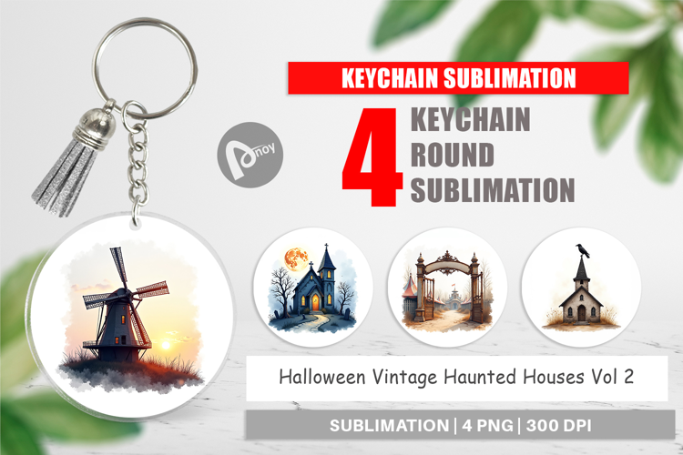 Halloween Vintage Houses Keychain