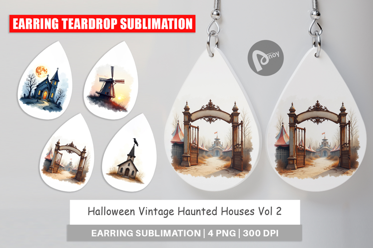Halloween Vintage Houses Earring