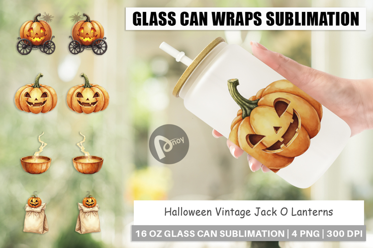 Halloween Vintage Lanterns Glass Can