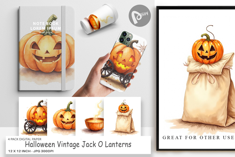 Halloween Vintage Lanterns Digital Paper