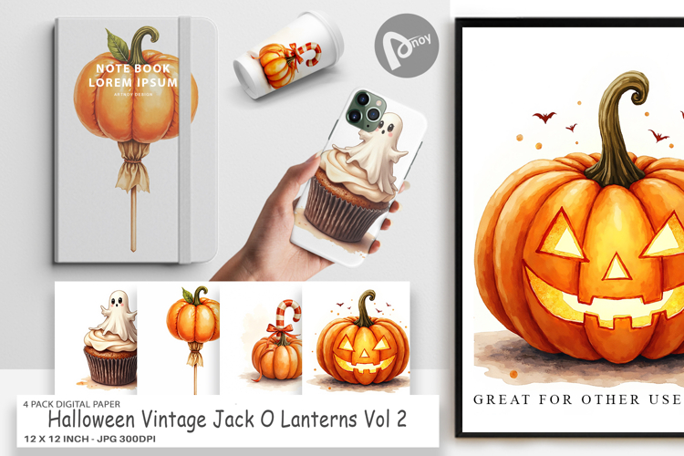 Halloween Vintage Lanterns Digital Paper