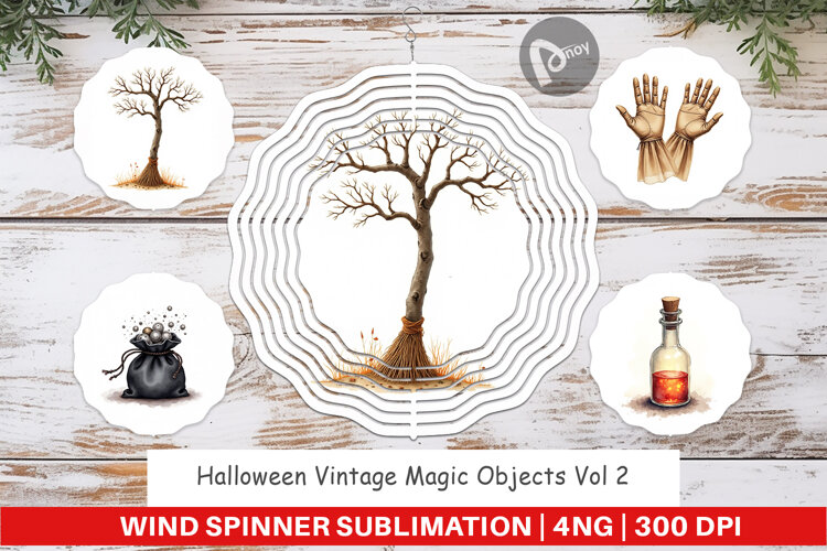 Halloween Vintage Objects Wind Spinner example image 1