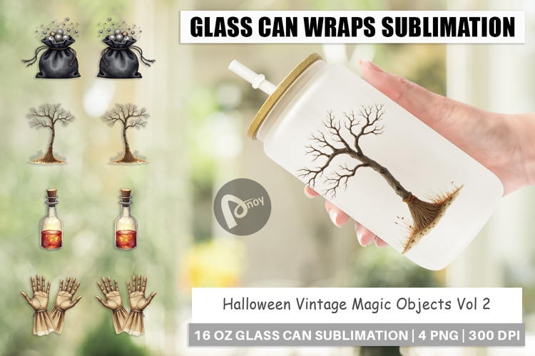 Halloween Vintage Objects Glass Can