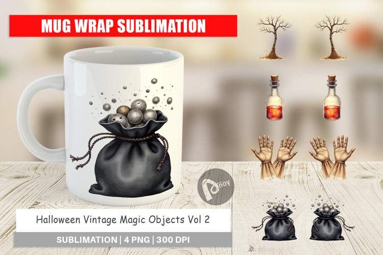 Halloween Vintage Objects Mug Wrap