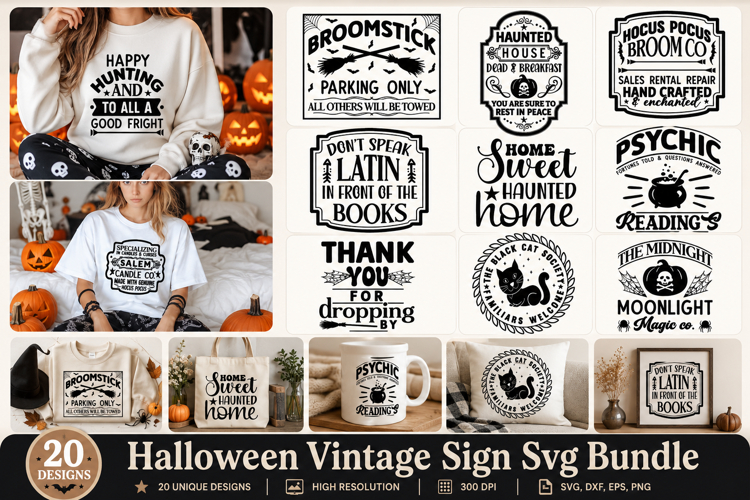Halloween Vintage Sign SVG Bundle