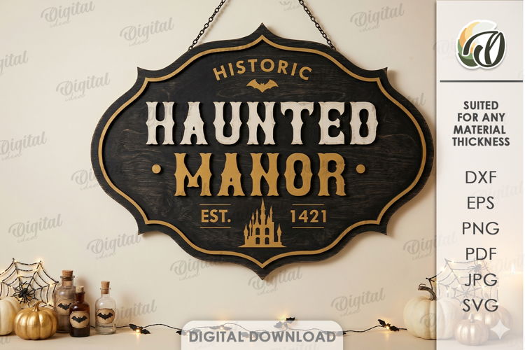 Halloween Vintage Sign Laser Cut. Halloween Wall Decor SVG
