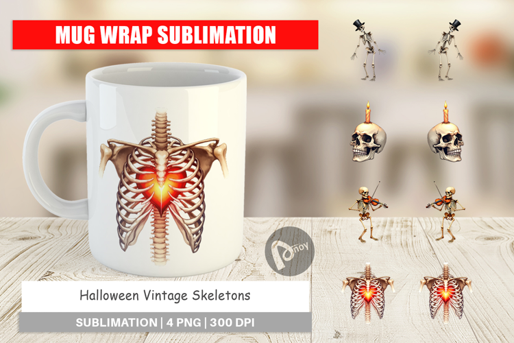 Halloween Vintage Skeletons Mug Wrap