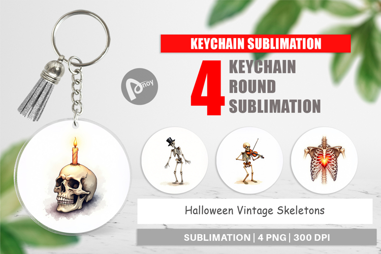 Halloween Vintage Skeletons Keychain