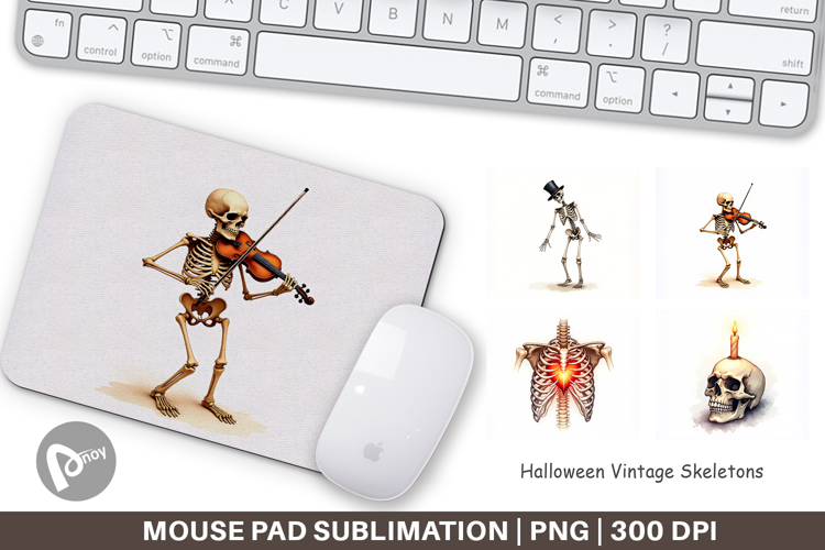 Halloween Vintage Skeletons Mouse Pad