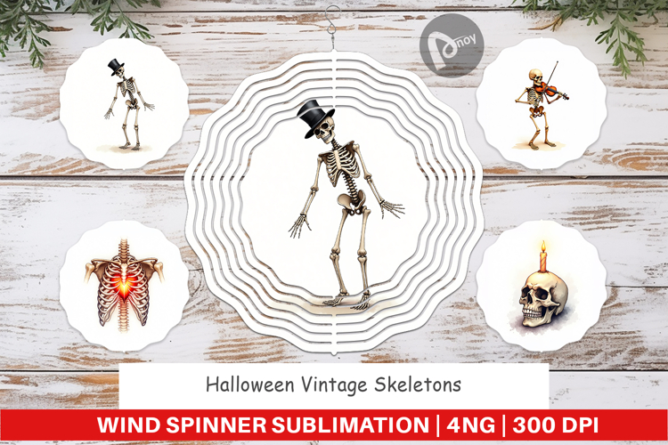 Halloween Vintage Skeletons Wind Spinner