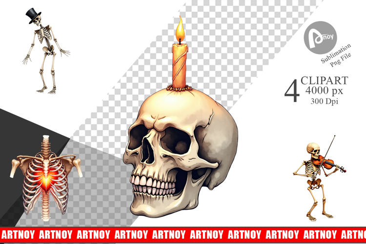 Halloween Vintage Skeletons Clipart