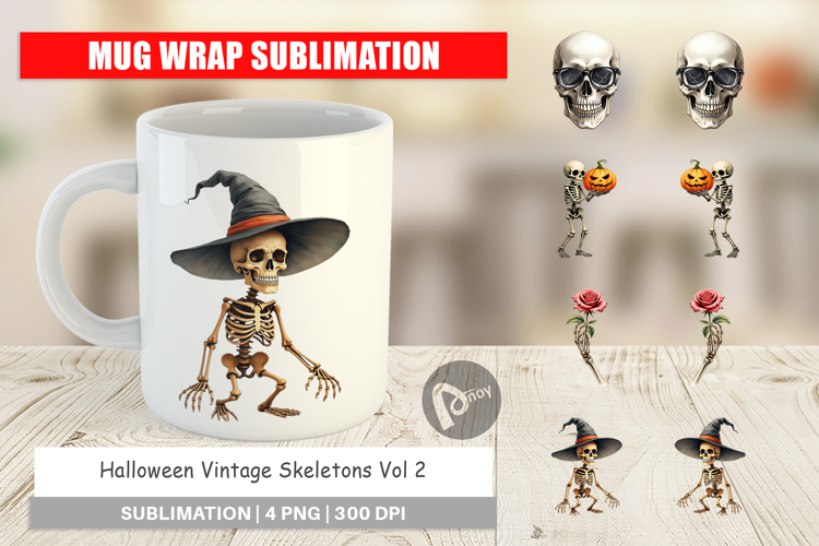Halloween Vintage Skeletons Mug Wrap