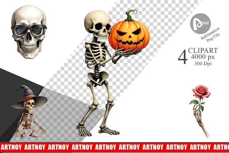 Halloween Vintage Skeletons Clipart