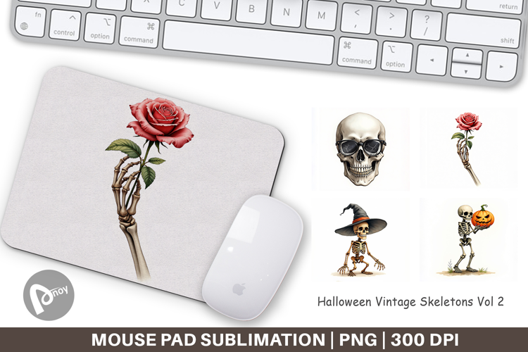 Halloween Vintage Skeletons Mouse Pad