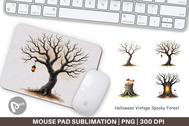Halloween Vintage Forest Mouse Pad