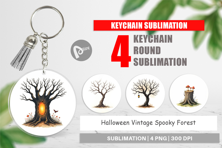 Halloween Vintage Forest Keychain