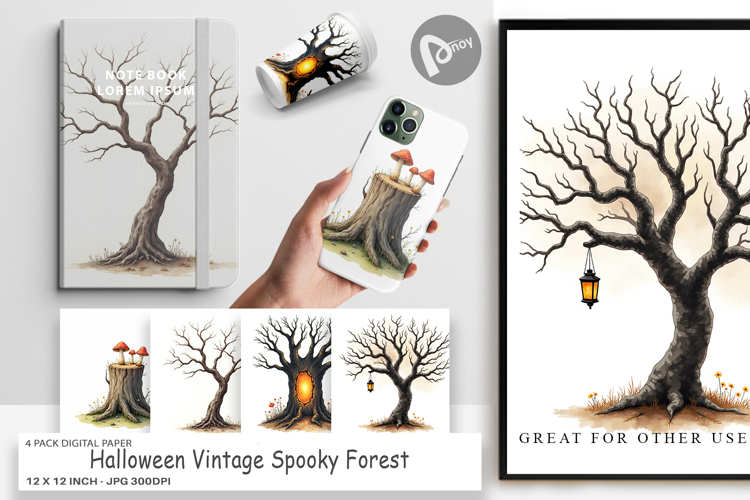 Halloween Vintage Forest Digital Paper