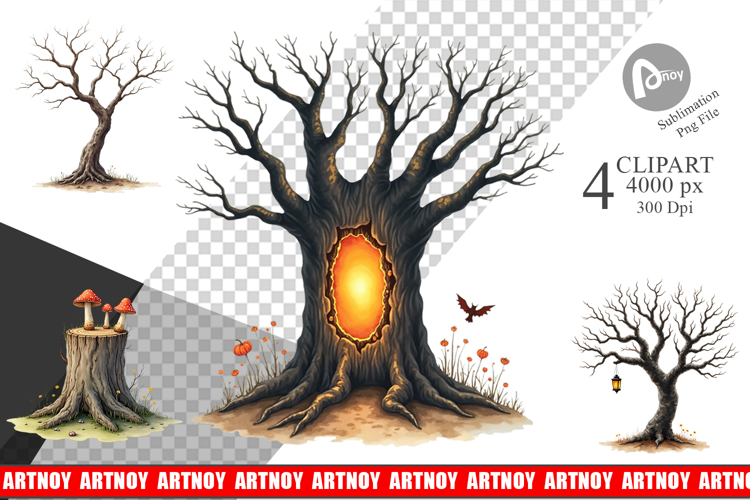 Halloween Vintage Forest Clipart