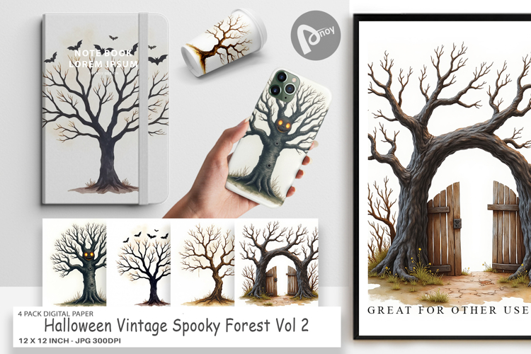 Halloween Vintage Forest Digital Paper