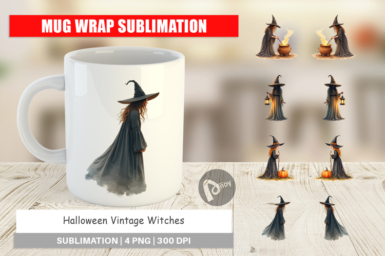 Halloween Vintage Witches Mug Wrap
