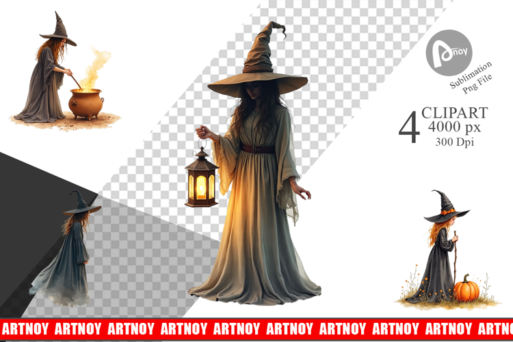 Halloween Vintage Witches Clipart