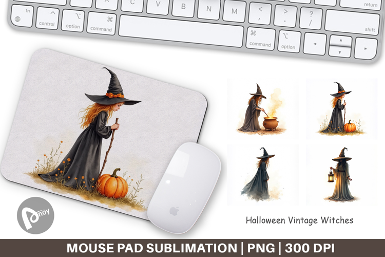 Halloween Vintage Witches Mouse Pad