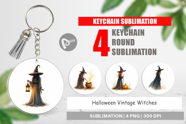 Halloween Vintage Witches Keychain